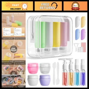 21 Pack Leak Proof Silicone Travel Bottles Set, TSA Approved Toiletry Containers